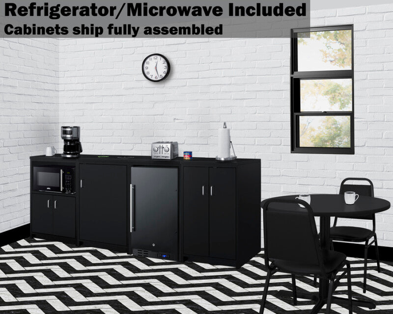 85" Wide Casework Suite With Refrigerator and Microwave, ADA Height - (CWSUITE85R)