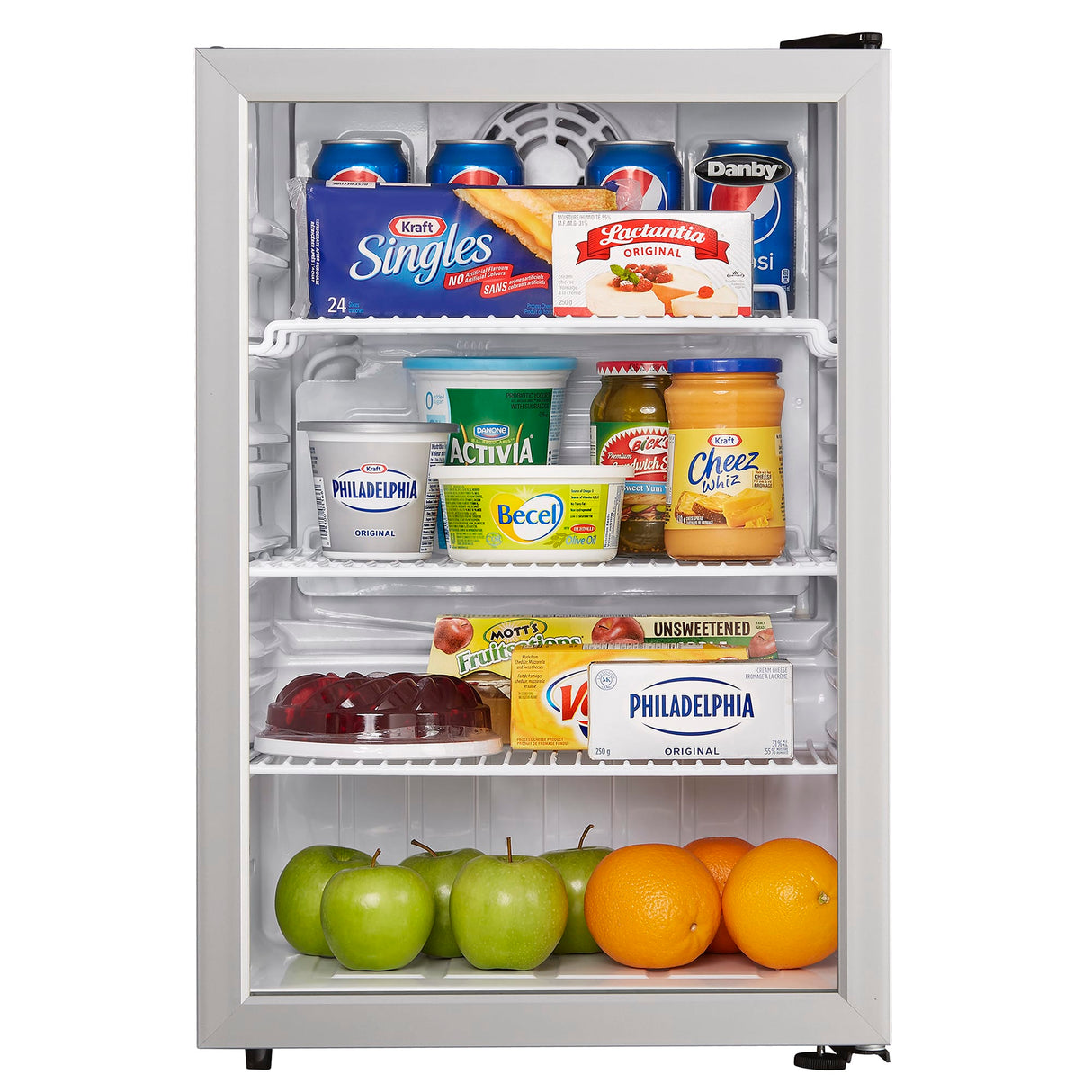 Danby 2.6 cu. ft. Compact Glass Door Fridge in Platinum - (DAG026A1BDB)