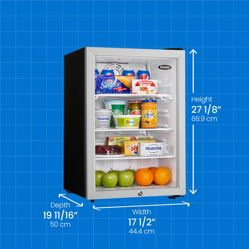 Danby 2.6 cu. ft. Compact Glass Door Fridge in Platinum - (DAG026A2BDB)