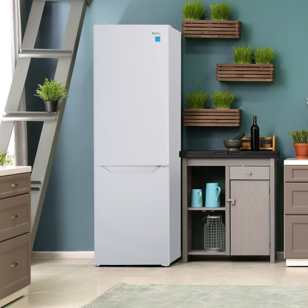 Danby 10 cu. ft. Bottom Mount Apartment Size Fridge in White - (DBMF100B1WDB) - DANBY