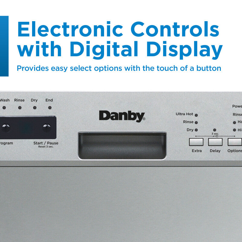Danby 18" Wide Built-in Dishwasher in Stainless Steel - (DDW18D1ESS) - DANBY