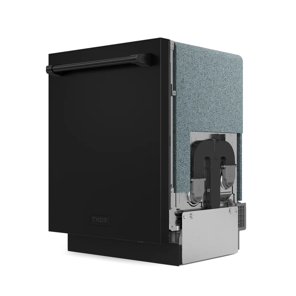 Thor Kitchen Gordon Ramsay DW24X8BA00BRZ Dishwasher, 24 inch Exterior Width, 49 dB Decibel Level, Fully Integrated, Stainless Steel (Interior), 8 Wash Cycles, 15 Capacity (Place Settings), 3 Loading Racks, Matte Black (Bronze Handle) colour