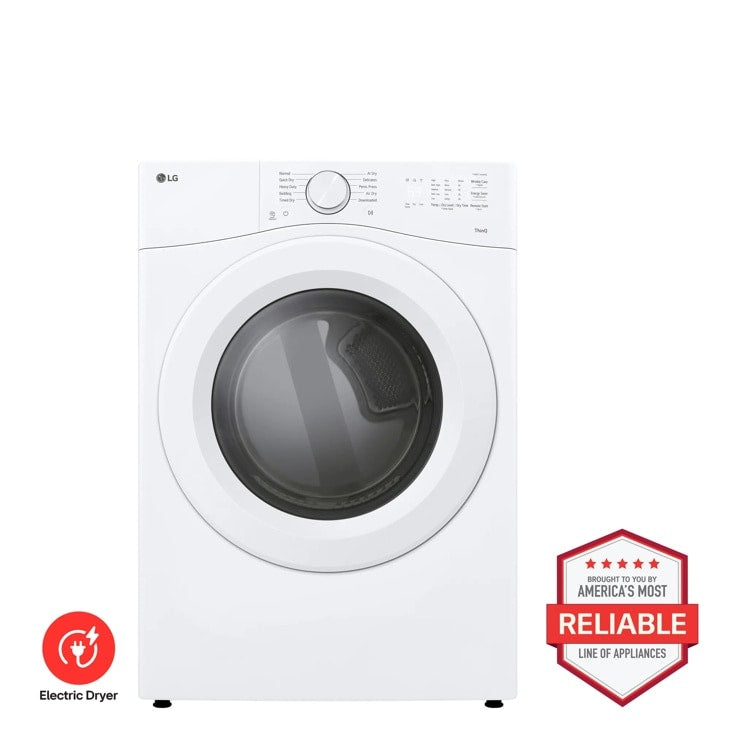 LG DLE3420W white electric dryer front view
