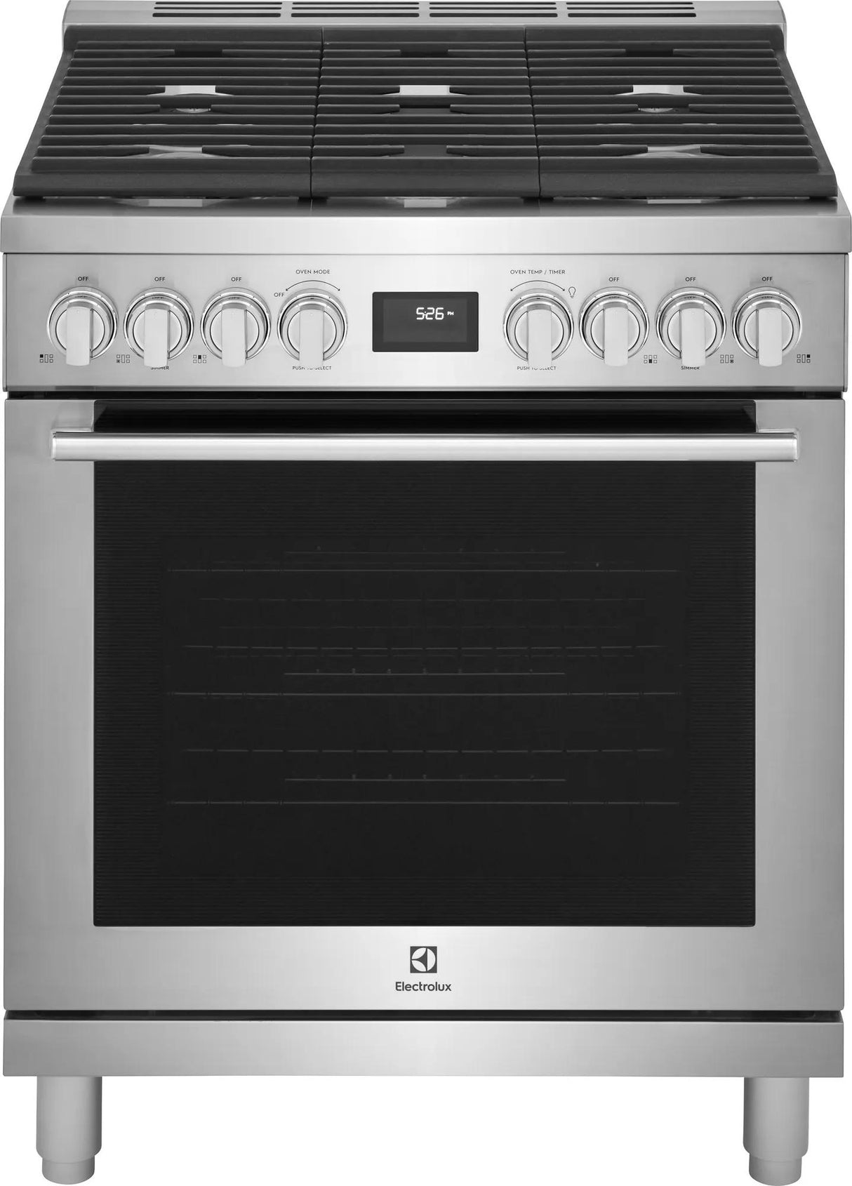Electrolux 30" Front Control Freestanding Gas Range with Convection, 5 Burners, Stainless Steel - ECFG3068AS