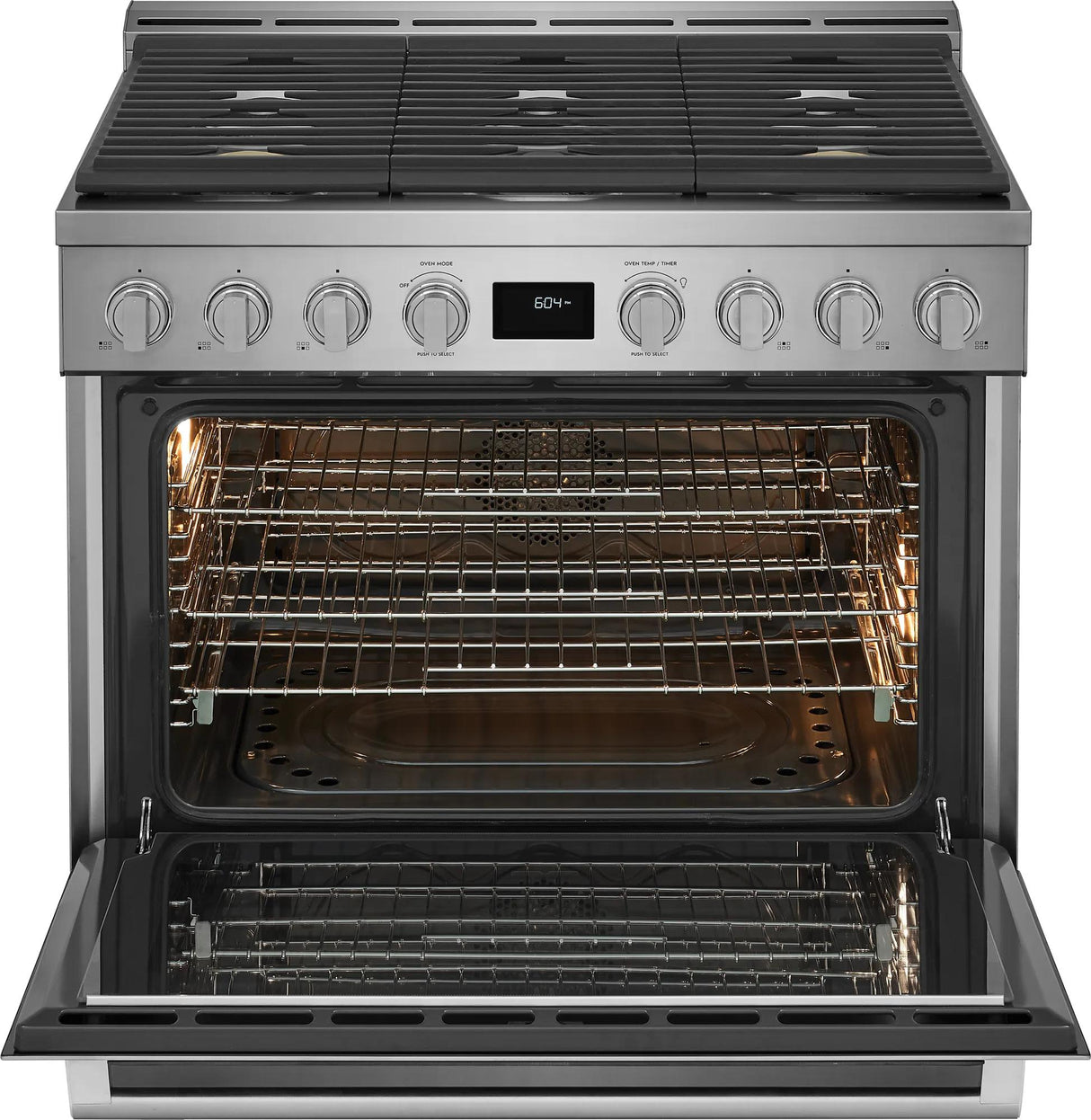 Electrolux 36" Front Control Freestanding Gas Range with Convection, 6 Burners, Stainless Steel - ECFG3668AS