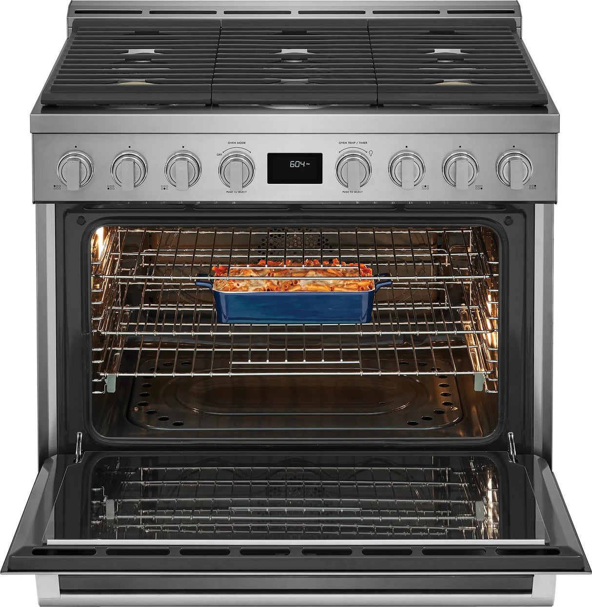 Electrolux 36" Front Control Freestanding Gas Range with Convection, 6 Burners, Stainless Steel - ECFG3668AS