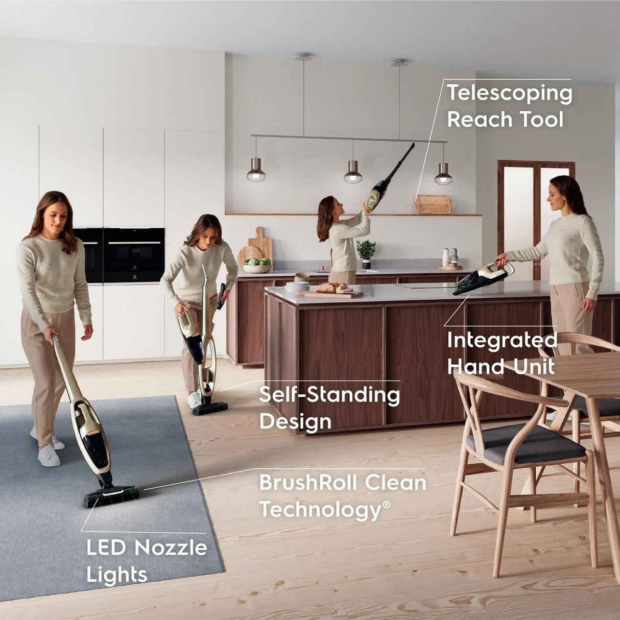Electrolux WellQ7 Hard Floor Cordless 2-in-1 Stick & Handheld Vacuum with PowerPro Roller, Soft Sand