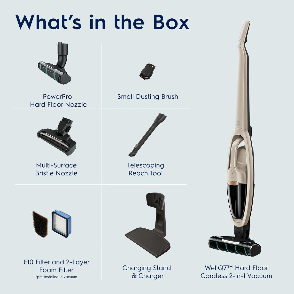 Electrolux WellQ7 Hard Floor Cordless 2-in-1 Stick & Handheld Vacuum with PowerPro Roller, Soft Sand