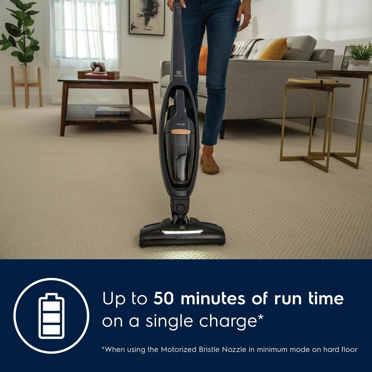 Electrolux WellQ7 Cordless 2-in-1 Stick & Handheld Vacuum, 50-Min Runtime, Denim Blue