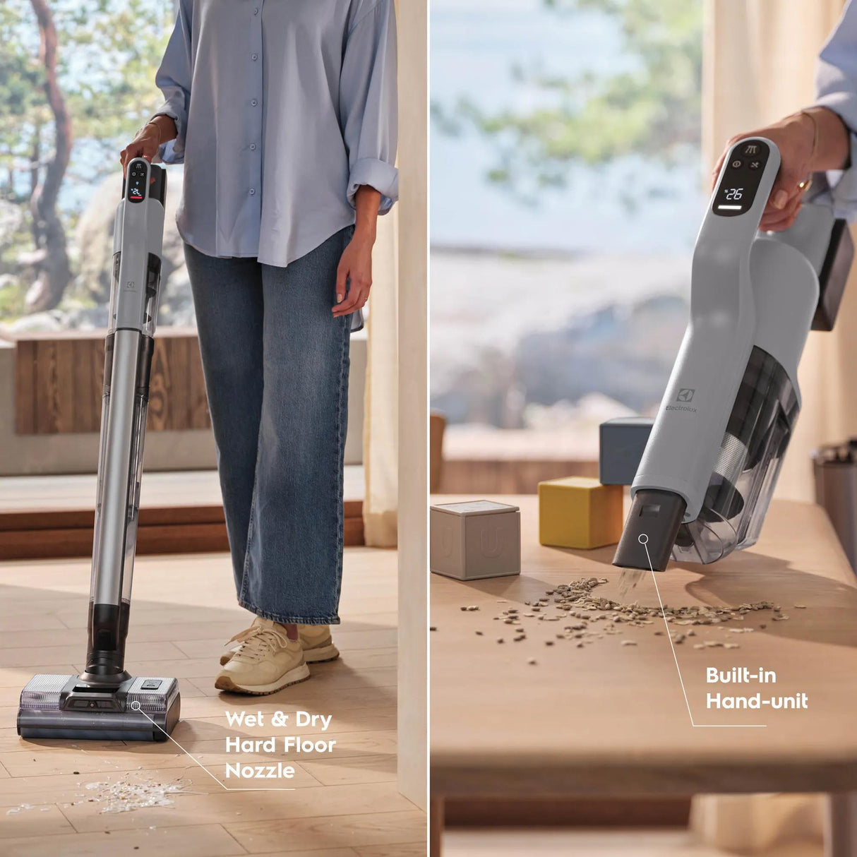 Electrolux 2-in-1 Cordless Wet & Dry Vacuum with Self-Clean & LED Display, Urban Grey
