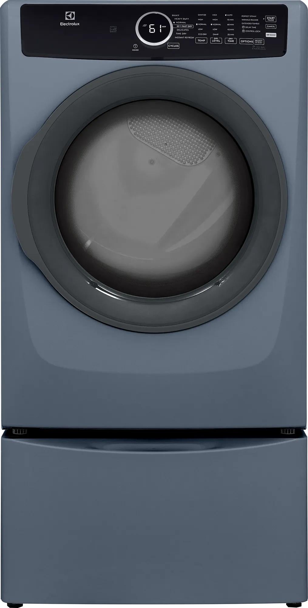 Electrolux 400 Series 8.0 Cu. Ft. Front Load Electric Dryer with Perfect Steam & Instant Refresh, Denim Blue