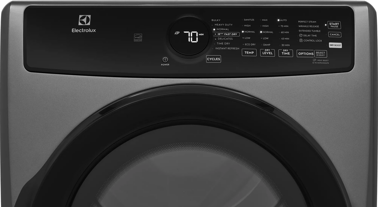 Electrolux 400 Series 8.0 Cu. Ft. Front Load Perfect Steam Electric Dryer with Instant Refresh – Titanium