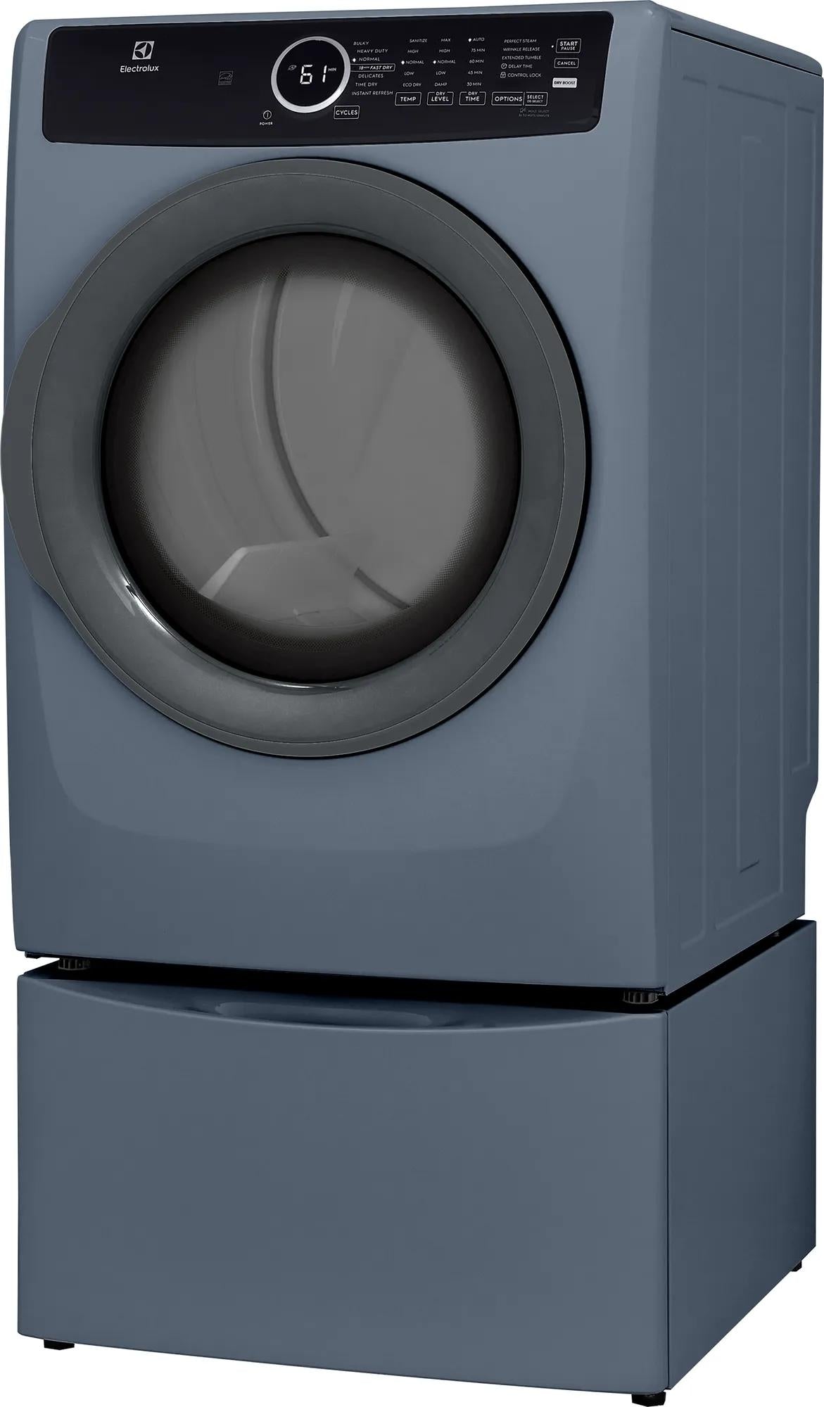 Electrolux 400 Series 8.0 Cu. Ft. Front Load Gas Dryer with Perfect Steam & Instant Refresh, Denim Blue