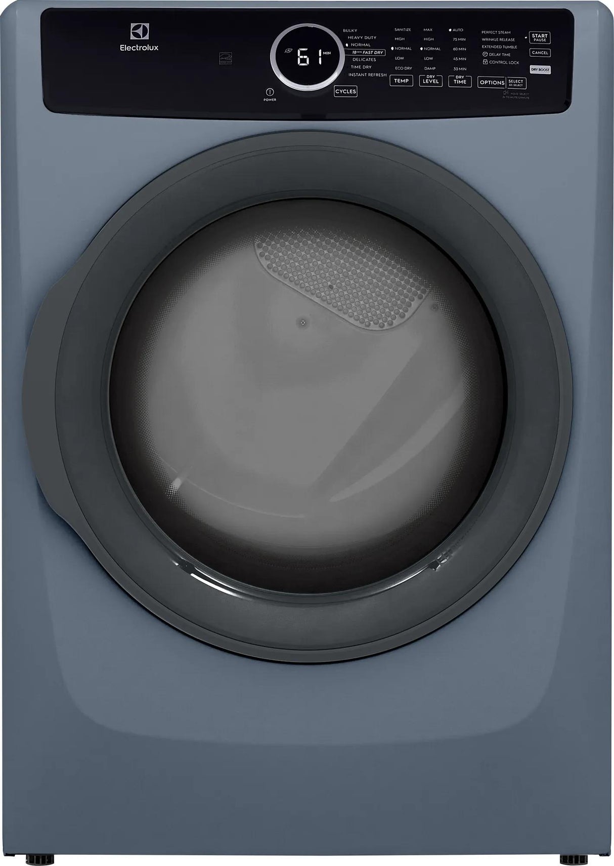 Electrolux 400 Series 8.0 Cu. Ft. Front Load Gas Dryer with Perfect Steam & Instant Refresh, Denim Blue
