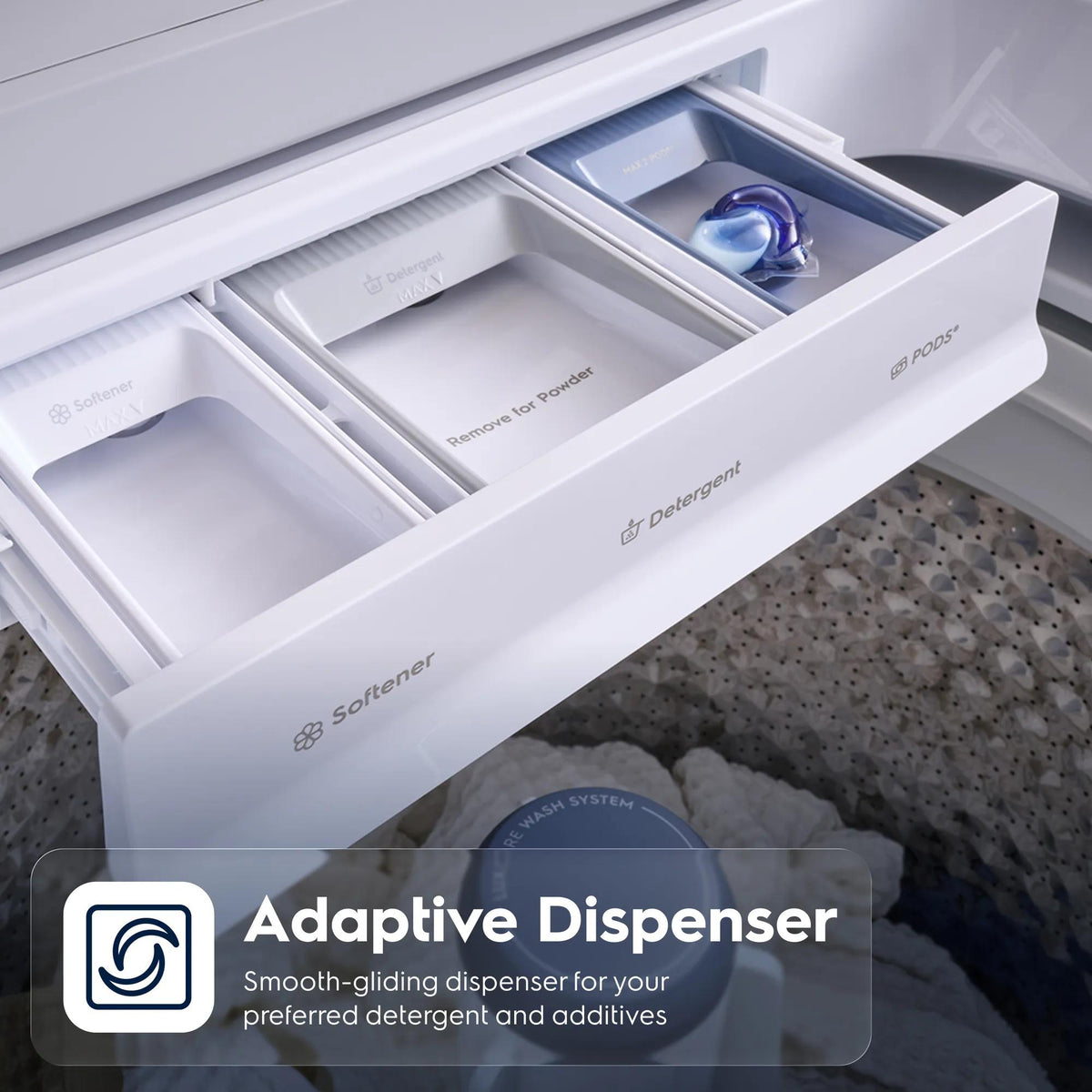 Electrolux ELVW7405AW top load washer - Adaptive Dispenser