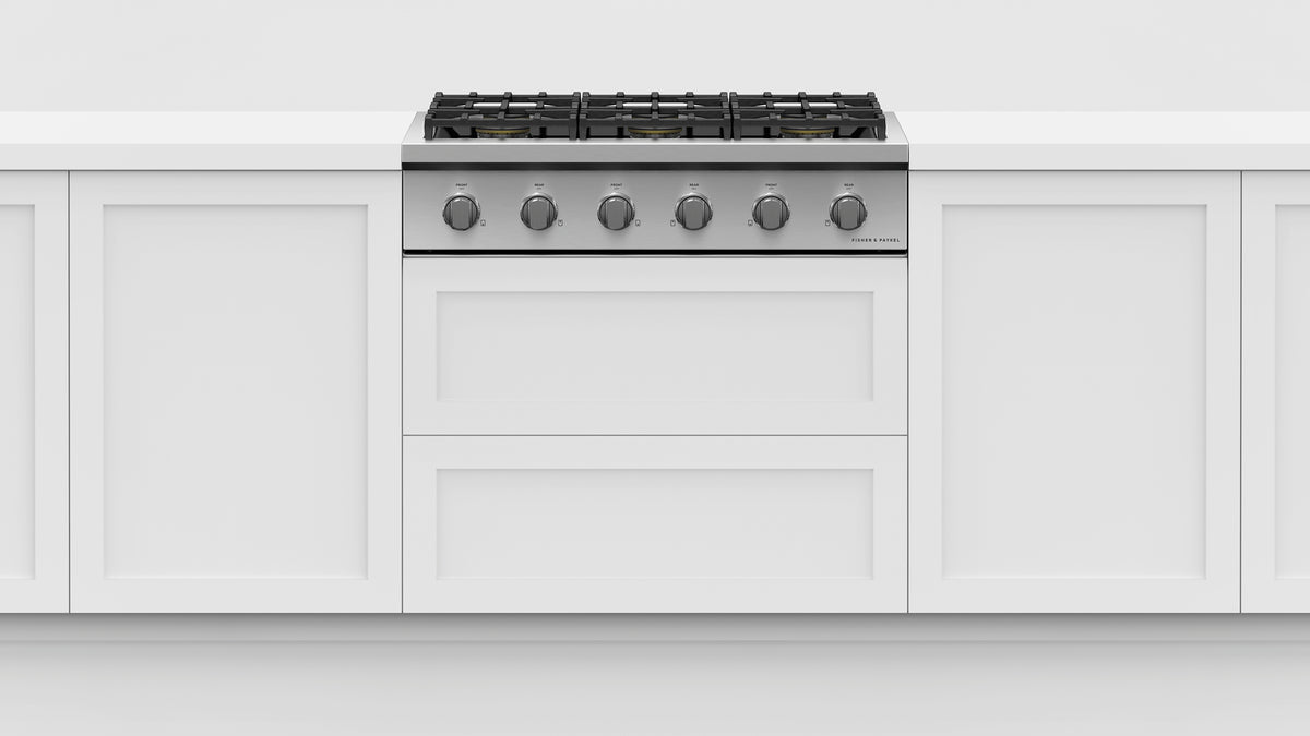 Fisher & Paykel CPV3-366-N Professional Rangetop installed in kitchen