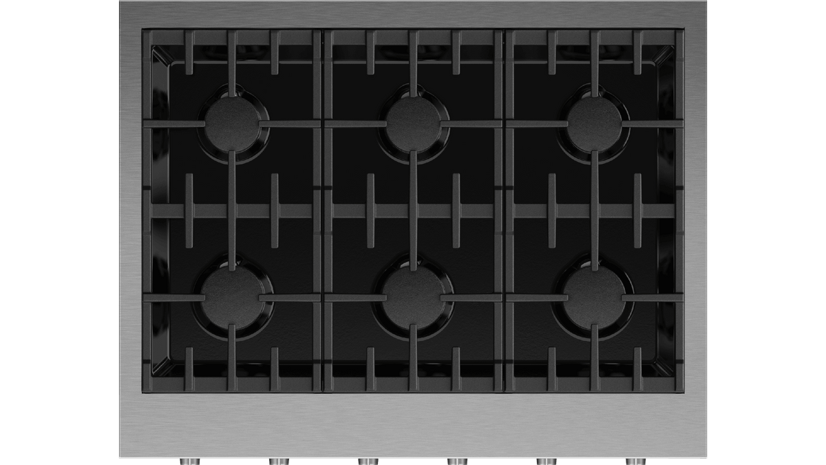 Fisher & Paykel CPV3-366-N Professional Rangetop top surface detail