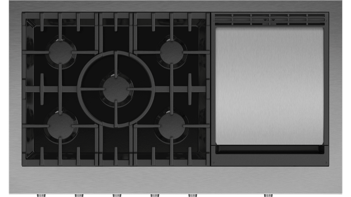 Fisher & Paykel CPV3-485GD-N Professional Rangetop top surface detail