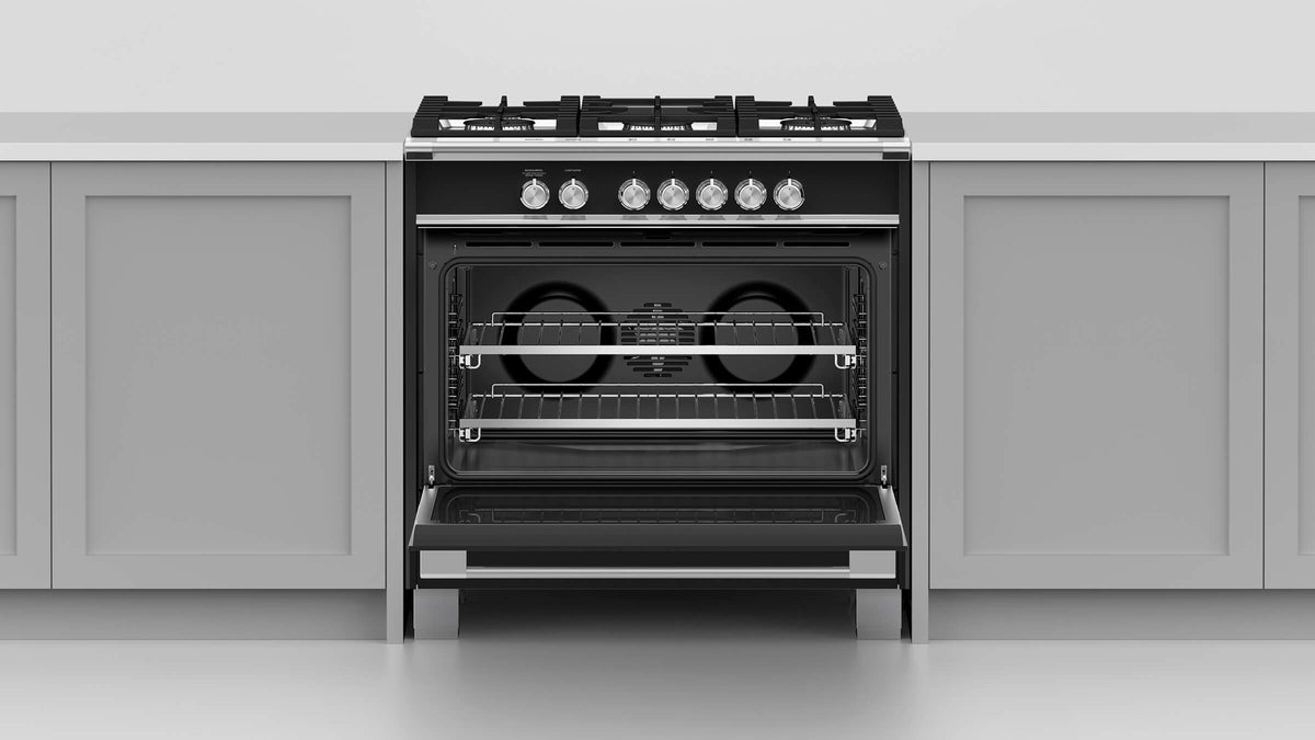 Fisher & Paykel OR36SCG4B1 range interior oven detail feature