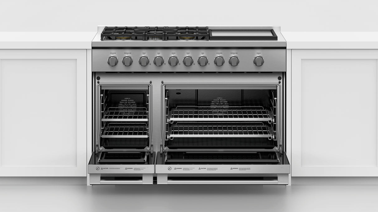 Fisher & Paykel RGV3-485GD-N 48-inch Professional Gas Range with Griddle - In Kitchen Setting