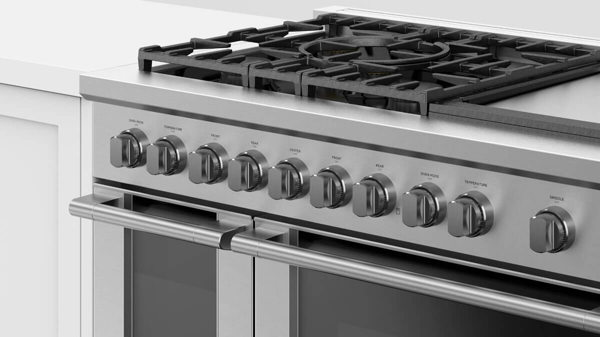 Fisher & Paykel RGV3-485GD-L 48-inch Professional Gas Range with Griddle, LPG - Detail View