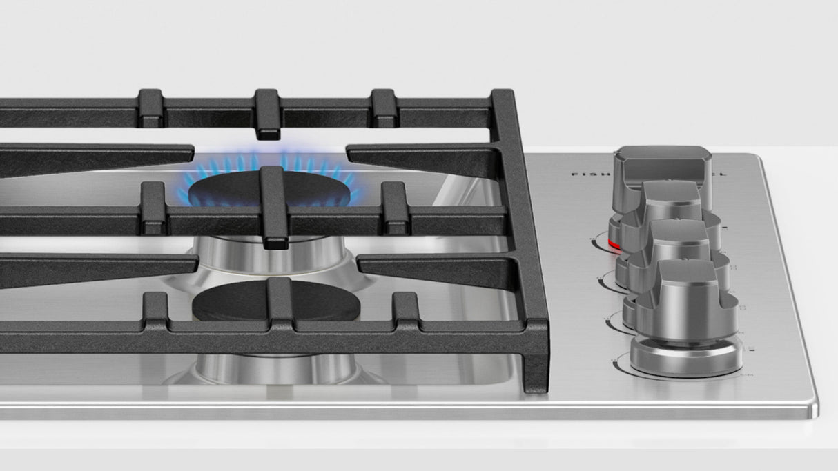 Fisher & Paykel CDV3-304H-L 30-inch Gas Cooktop - Close-up Kitchen Install