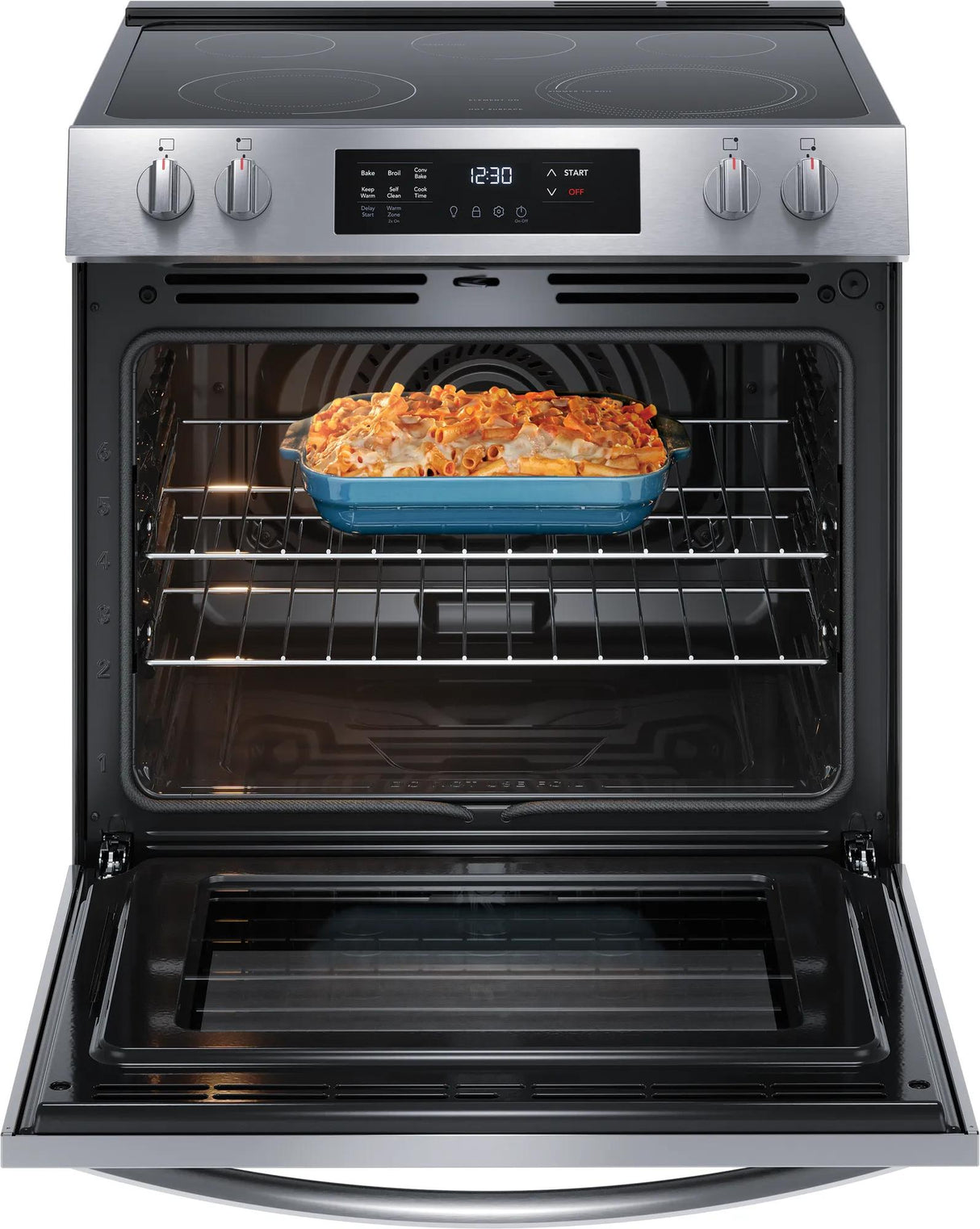 Frigidaire 30" Front Control Freestanding Electric Range with Convection & Self-Clean, 5.3 Cu. Ft., Stainless Steel - FCFE308LAF