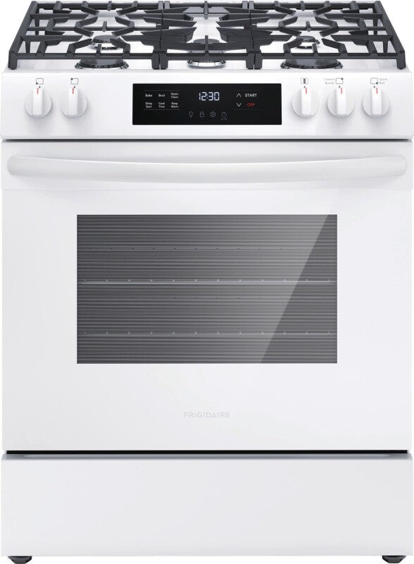 Frigidaire 30" Front Control Gas Range with Quick Boil - (FCFG3062AW) - FRIGIDAIRE