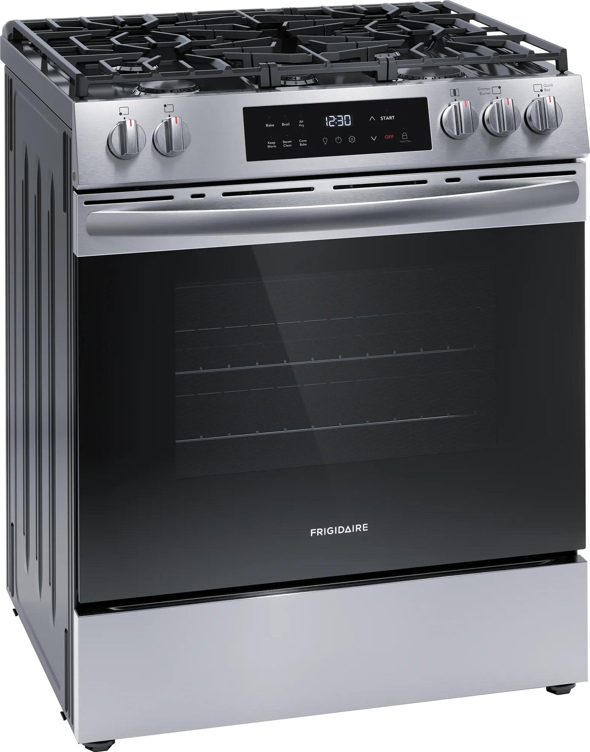 Frigidaire 30" Front Control Freestanding Gas Range with Air Fry, 5.1 Cu. Ft., Stainless Steel - FCFG3082BS