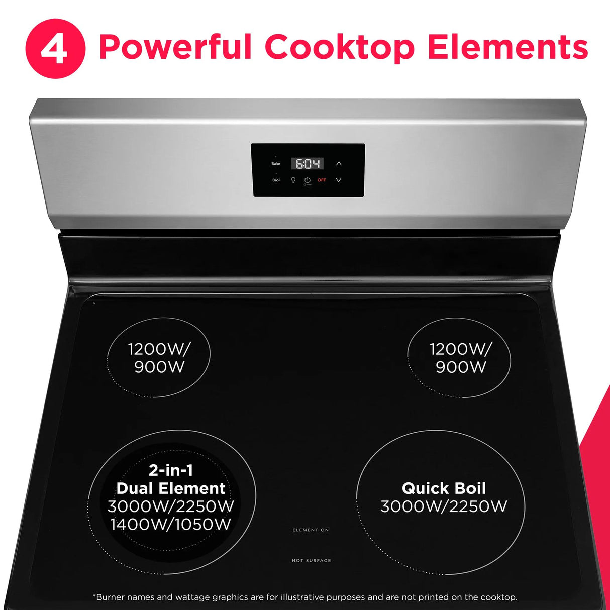 Frigidaire 30" Freestanding Electric Range with Quick Boil & Dual Element, 5.3 Cu. Ft., Stainless Steel - FCRE3050BS