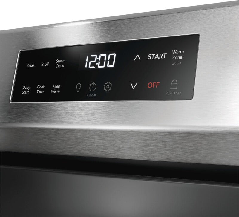 30-in Glass Top 5 Burners 5.3-cu ft Steam Cleaning Freestanding Electric Range - (FCRE306LAF) -