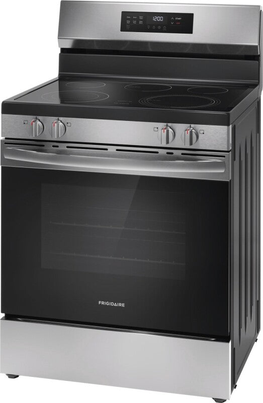 30-in Glass Top 5 Burners 5.3-cu ft Steam Cleaning Freestanding Electric Range - (FCRE306LAF) -