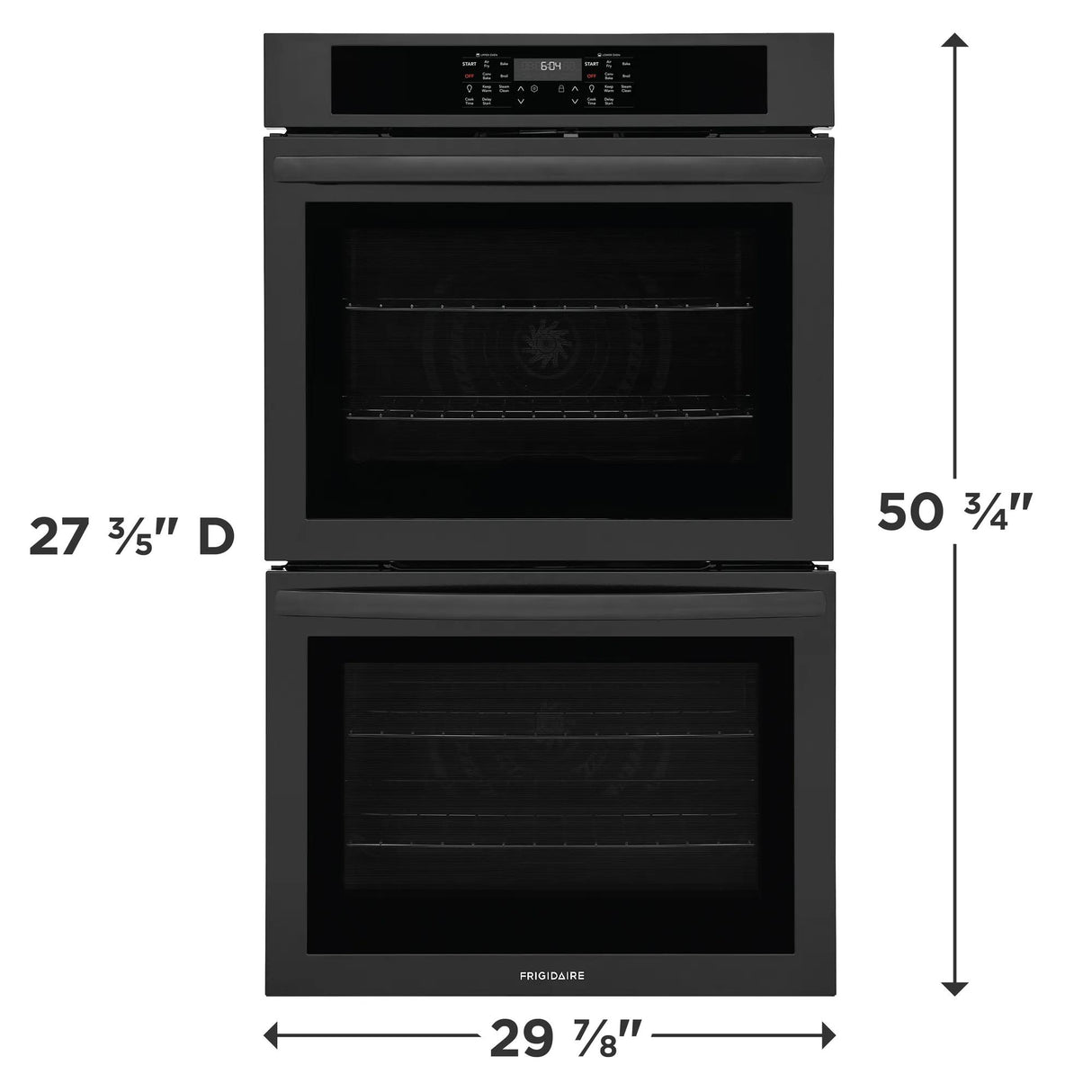 Frigidaire 30" Double Electric Wall Oven with Air Fry & Convection, 10.6 Cu. Ft., Black - FCWD3030AB