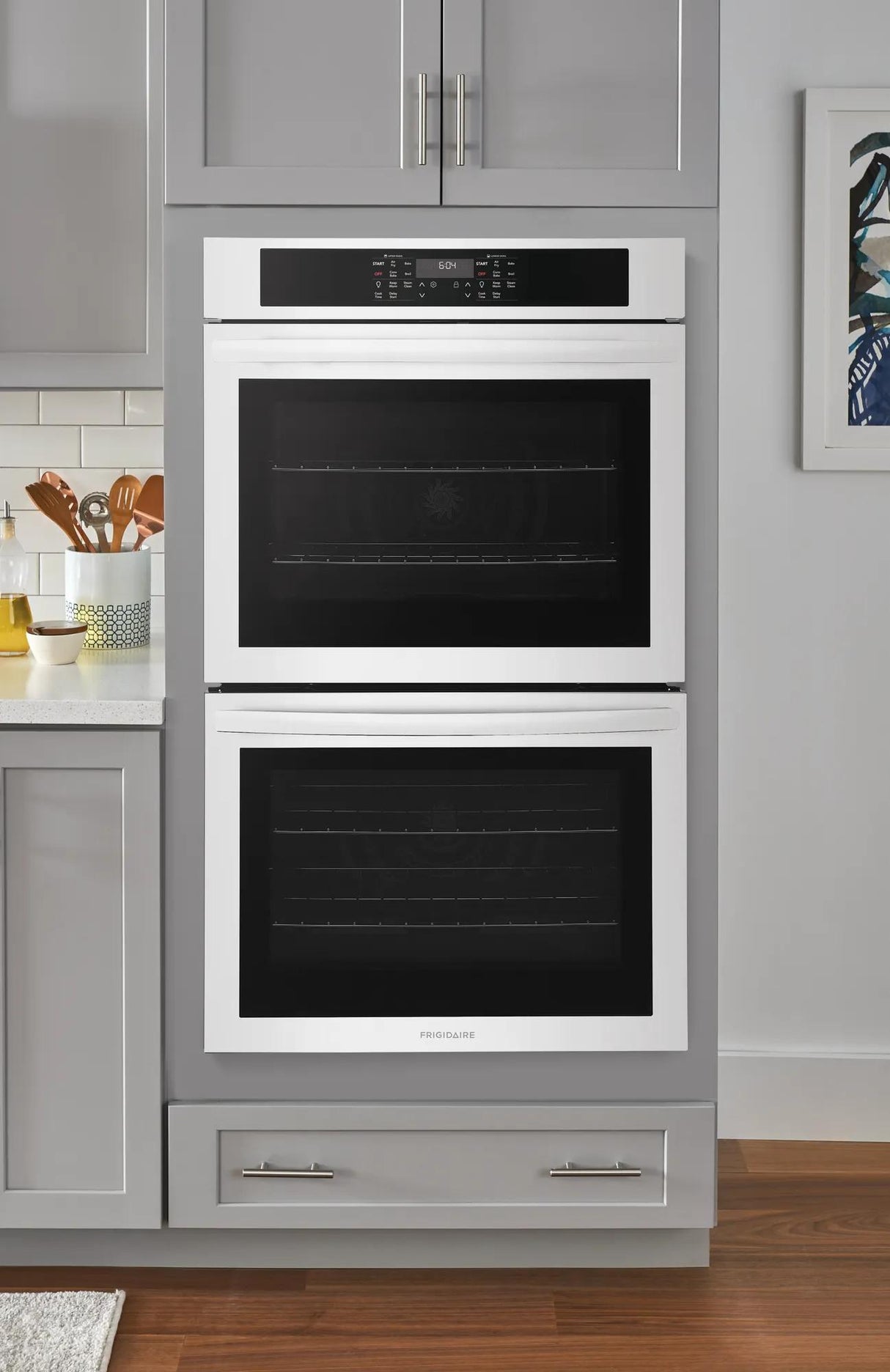 Frigidaire 30" Double Electric Wall Oven with Air Fry & Convection, 10.6 Cu. Ft., White - FCWD3030AW