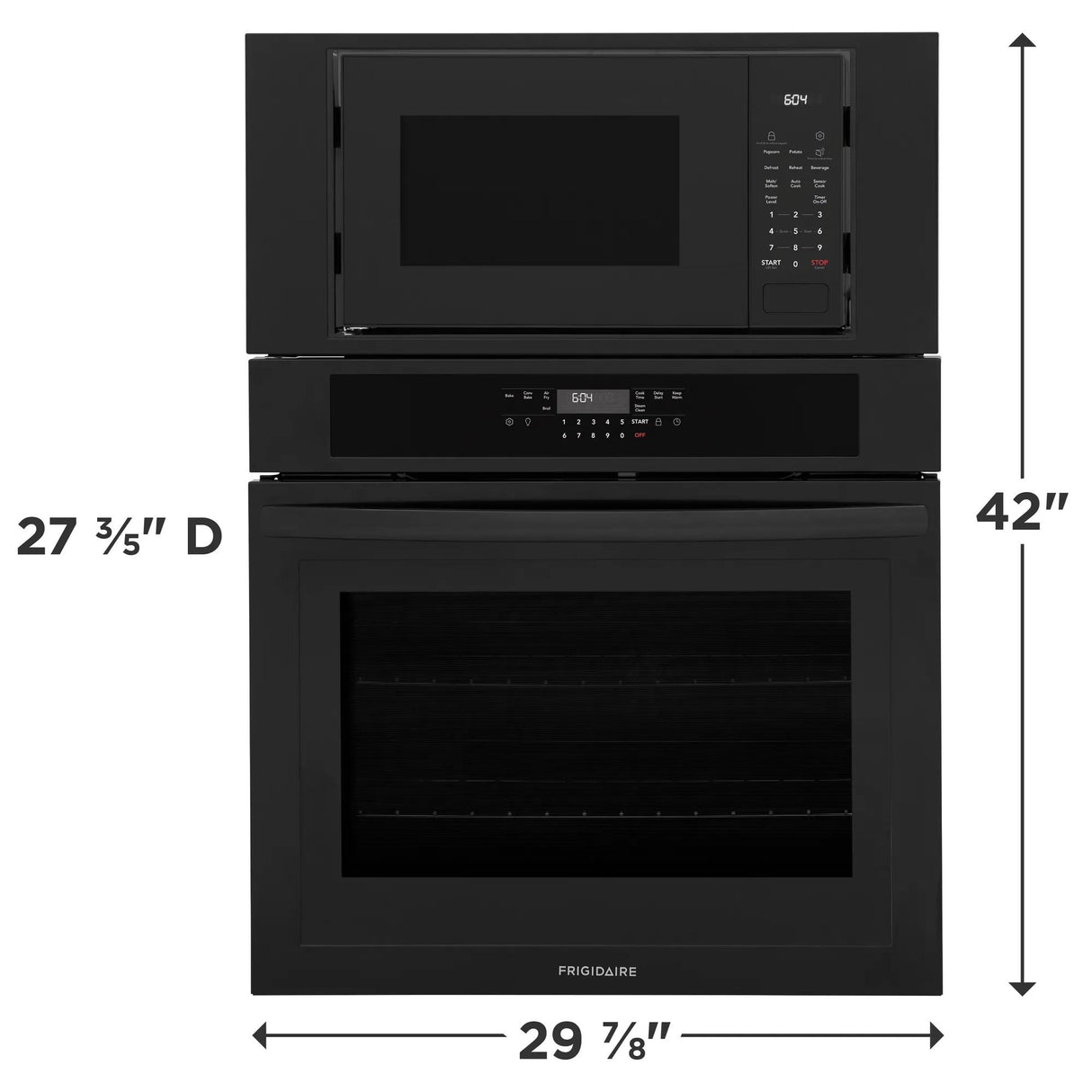 Frigidaire 30" Electric Wall Oven & Microwave Combination with Air Fry & Convection, Black - FCWM3030AB