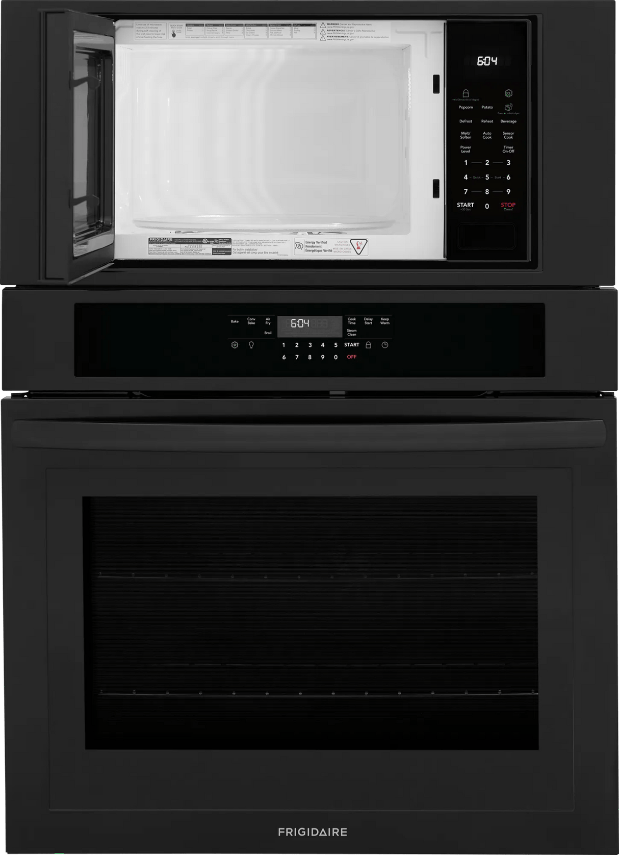 Frigidaire 30" Electric Wall Oven & Microwave Combination with Air Fry & Convection, Black - FCWM3030AB