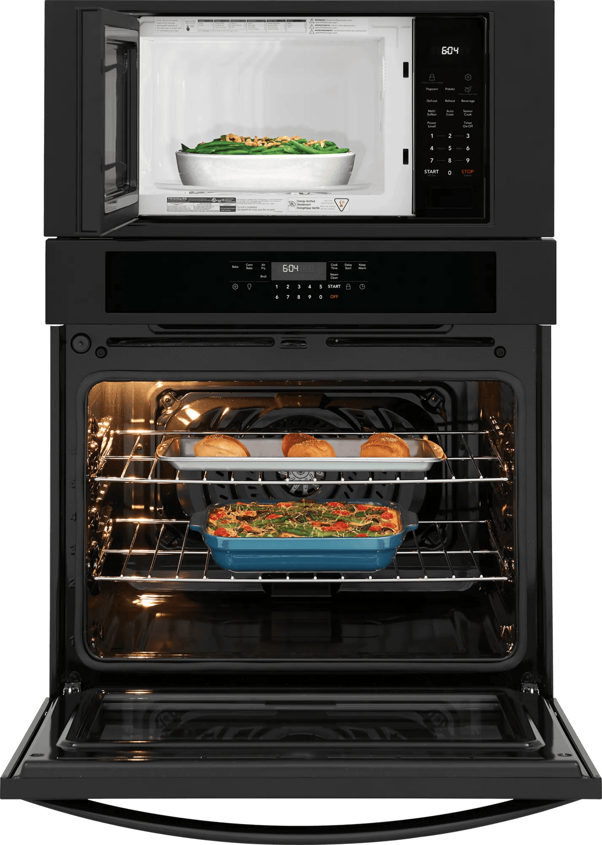 Frigidaire 30" Electric Wall Oven & Microwave Combination with Air Fry & Convection, Black - FCWM3030AB