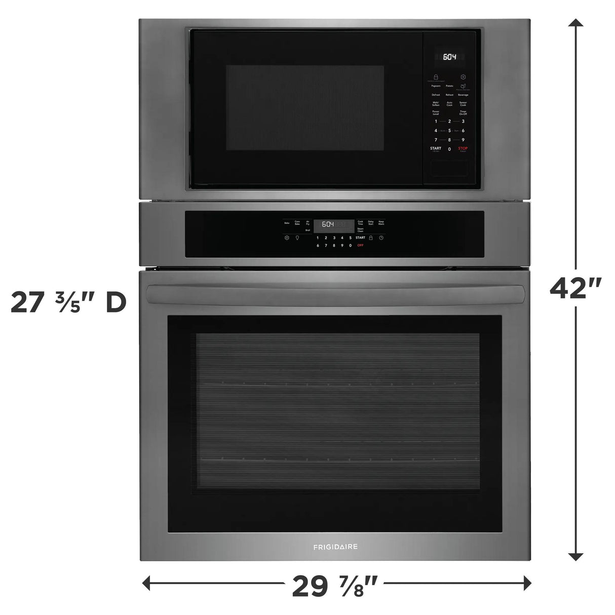 Frigidaire 30" Electric Wall Oven & Microwave Combination with Air Fry & Convection, Black Stainless Steel - FCWM3030AD