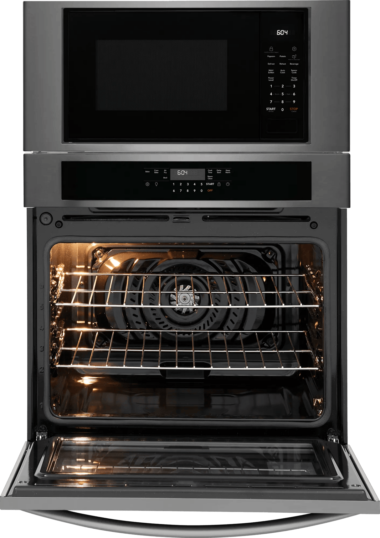 Frigidaire 30" Electric Wall Oven & Microwave Combination with Air Fry & Convection, Black Stainless Steel - FCWM3030AD
