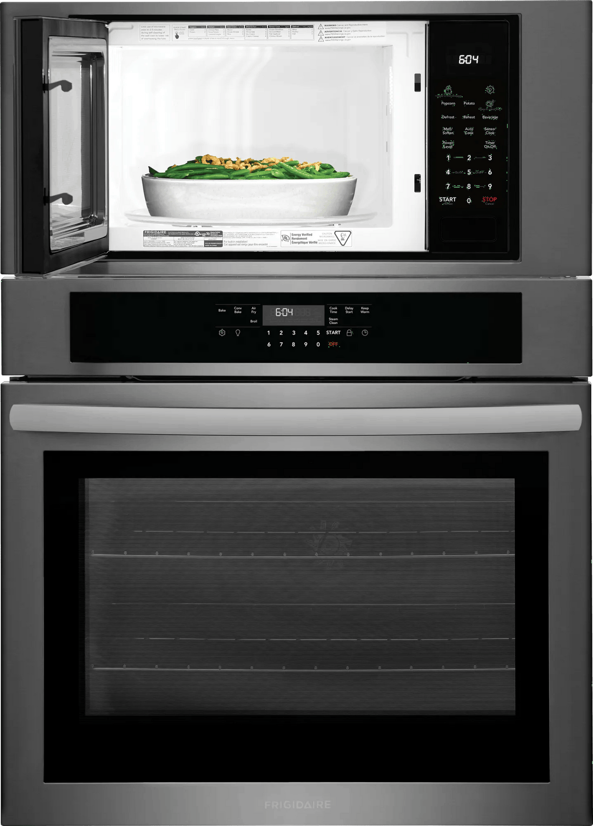 Frigidaire 30" Electric Wall Oven & Microwave Combination with Air Fry & Convection, Black Stainless Steel - FCWM3030AD
