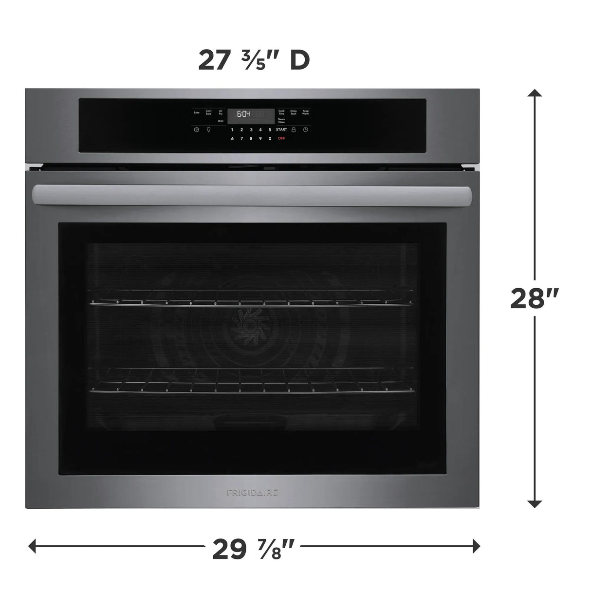 Frigidaire 30" Single Electric Wall Oven with Air Fry & Convection, 5.3 Cu. Ft., Black Stainless Steel - FCWS3030AD