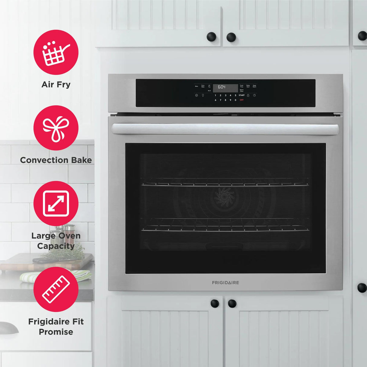 Frigidaire 30" Single Electric Wall Oven with Air Fry & Convection, 5.3 Cu. Ft., Stainless Steel - FCWS3030AS