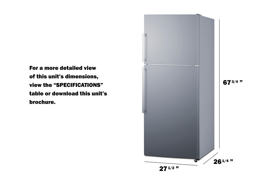 SUMMIT 28" Wide Top Mount Refrigerator-Freezer With Icemaker - (FF1514SSIM)
