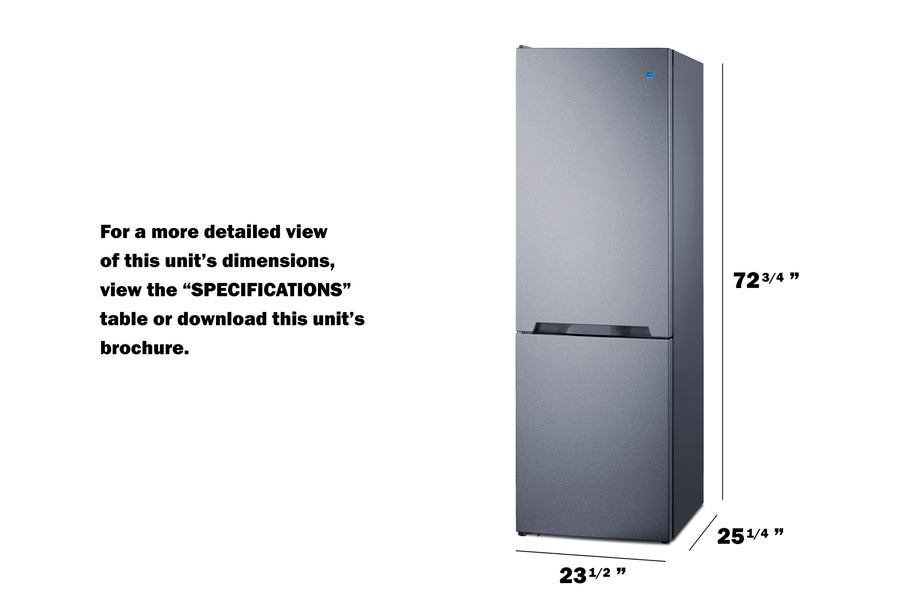 FFBF124SSLHD- Summit 24 Inch Counter-Depth Bottom Freezer Refrigerator with 11.7 cu. ft. - (FFBF124SSLHD)