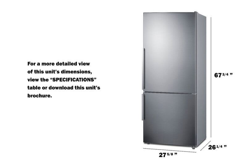28" Wide Bottom Freezer Refrigerator - (FFBF284SSIM) - SUMMIT