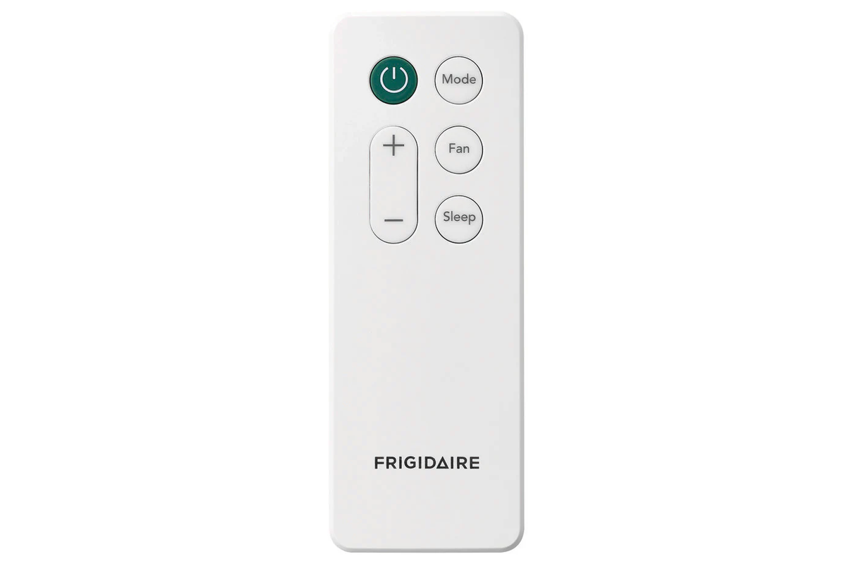 Remote control of the Frigidaire 12,000 BTU Window Room Air Conditioner with Wi-Fi.