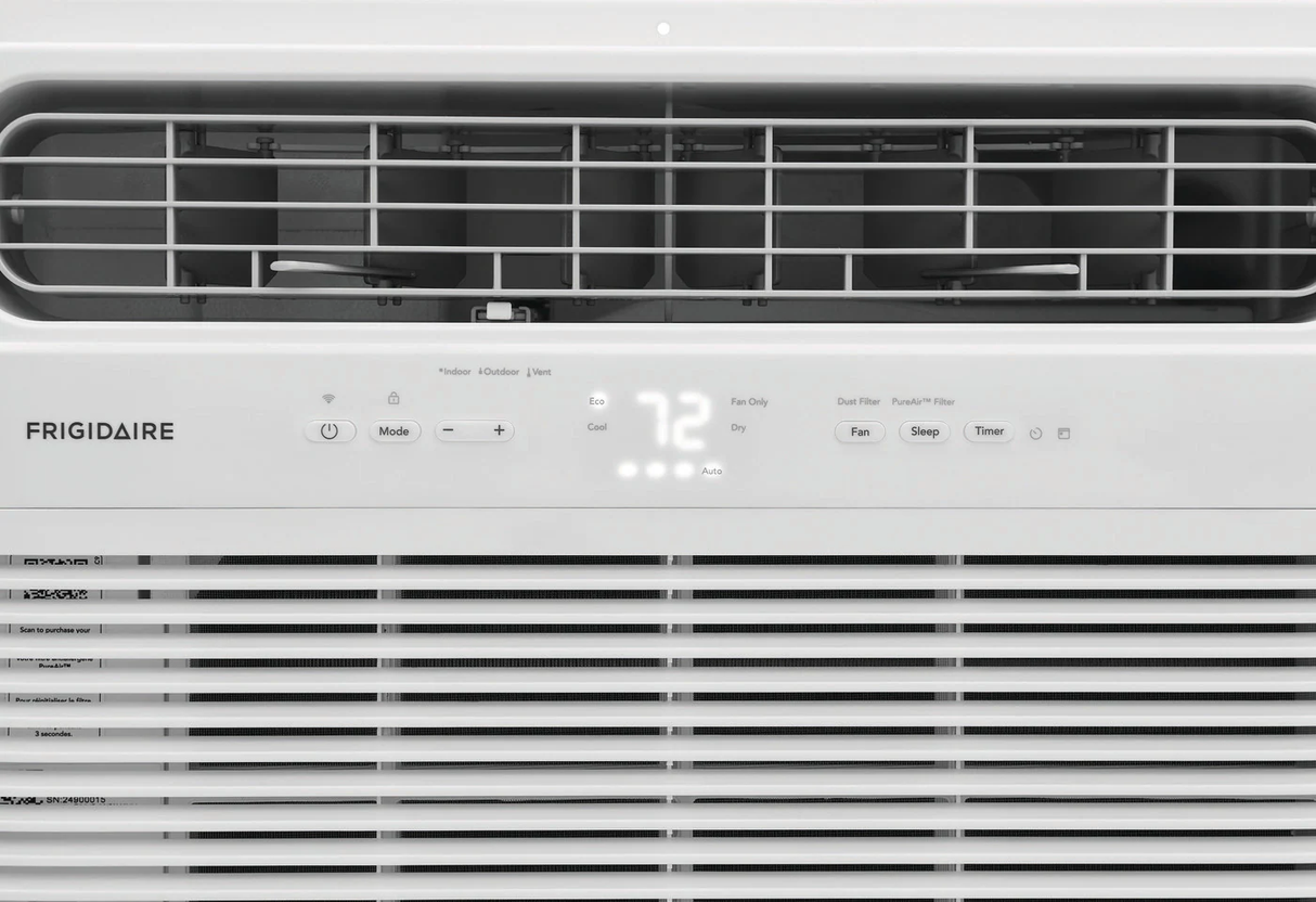 Frigidaire FHWW144TE1 14,300 BTU window air conditioner frontal close-up view.