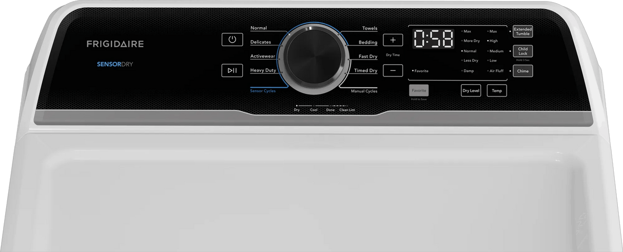 Frigidaire 7.0 Cu. Ft. Electric Dryer with Sensor Dry, White