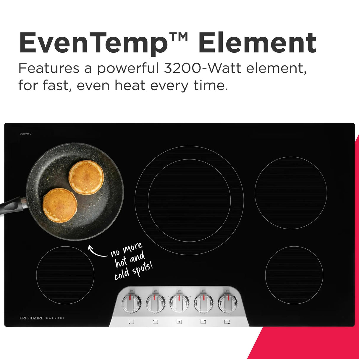 Frigidaire Gallery 36" Electric Cooktop with 5 Radiant Elements, SpaceWise Expandable & EvenTemp, Stainless Steel