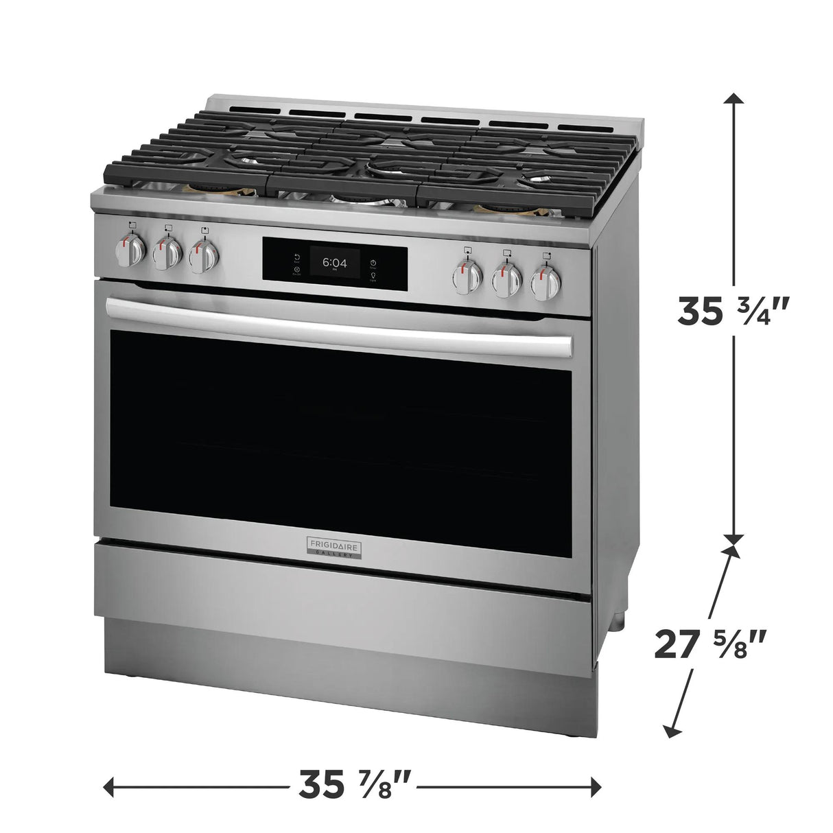 Frigidaire Gallery 36" Slide-In Dual-Fuel Range with Total Convection & Air Fry, 6 Burners, 4.6 Cu. Ft., Smudge-Proof Stainless Steel - GCFD3661AF